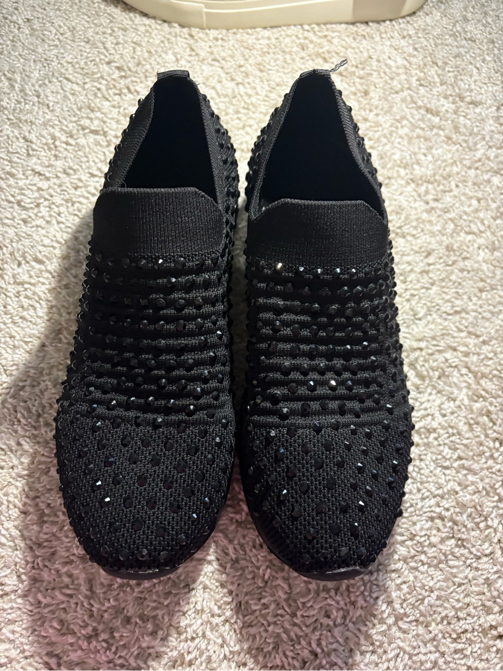 Kenneth Cole Reaction Black Knit Slip-On Loafers with Stud Accents